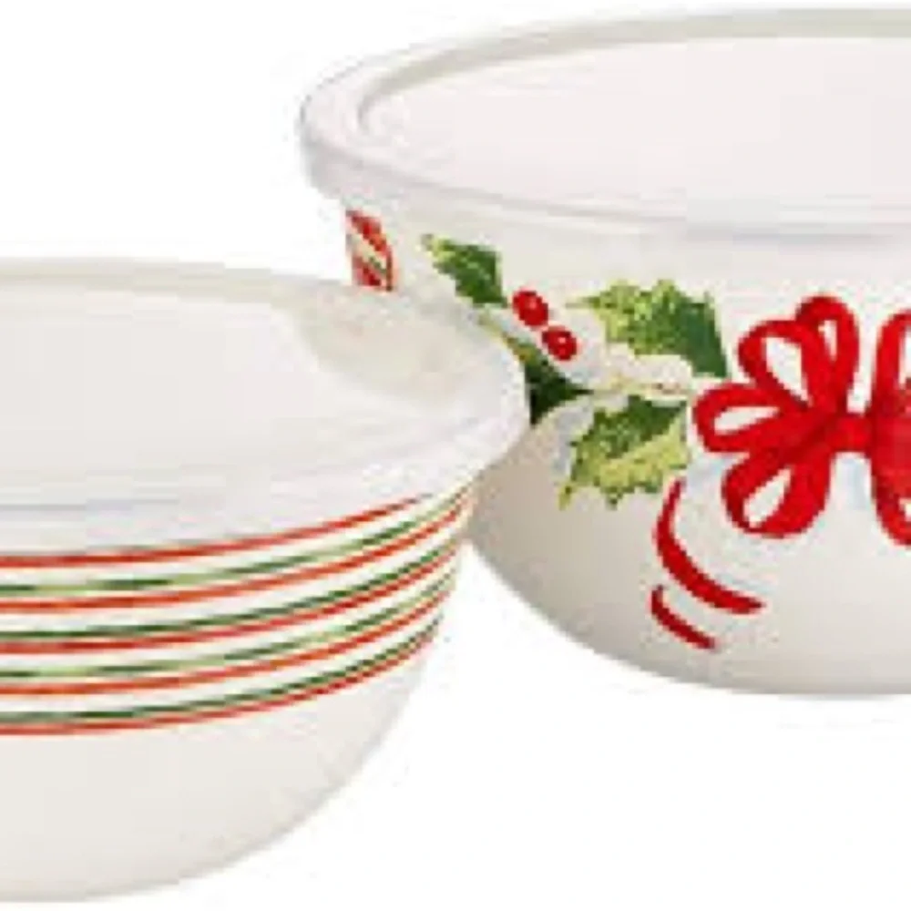 Lenox 2 piece Festive Holiday covered Mixing Bowl set